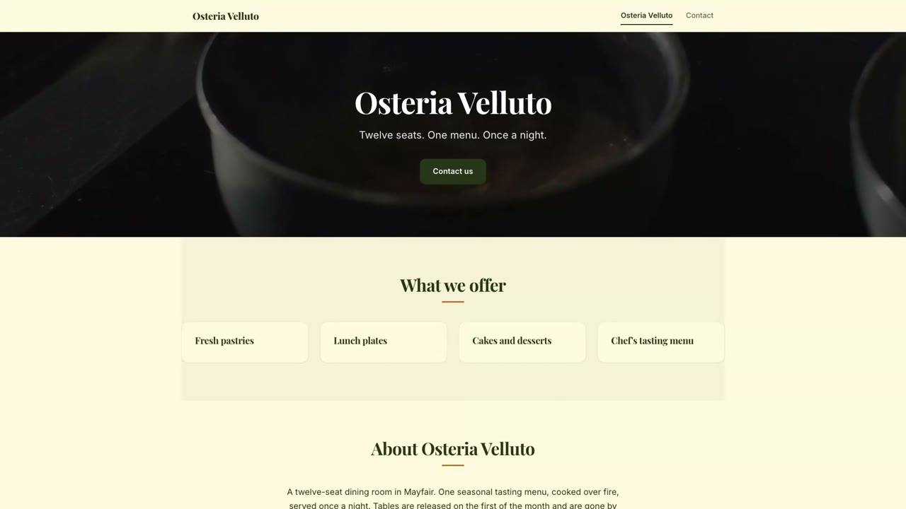 Osteria Velluto demo video