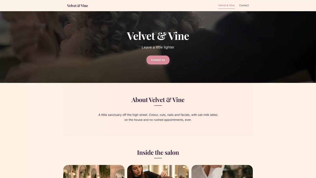 Velvet & Vine demo video
