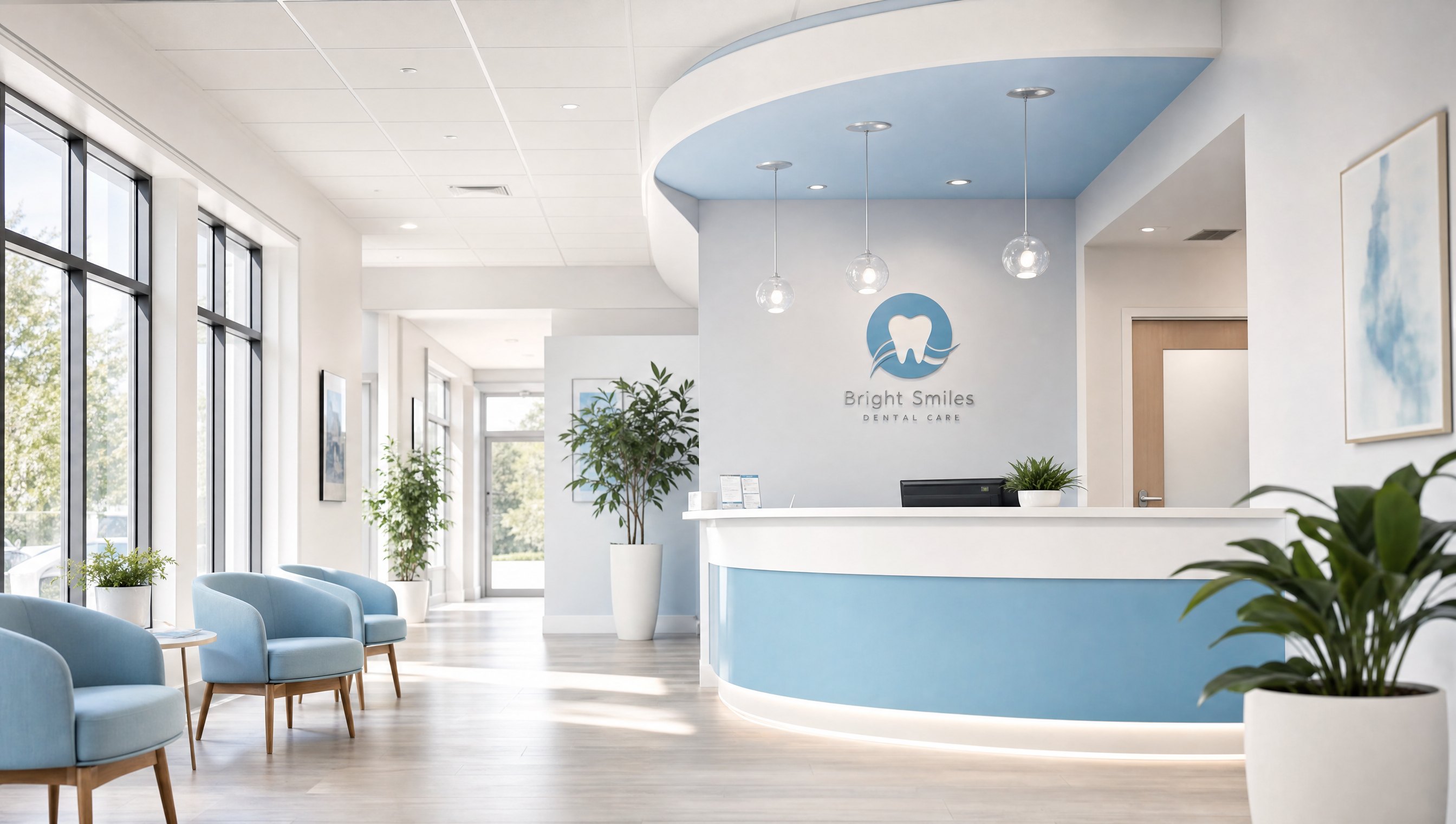 Bright modern dental clinic reception