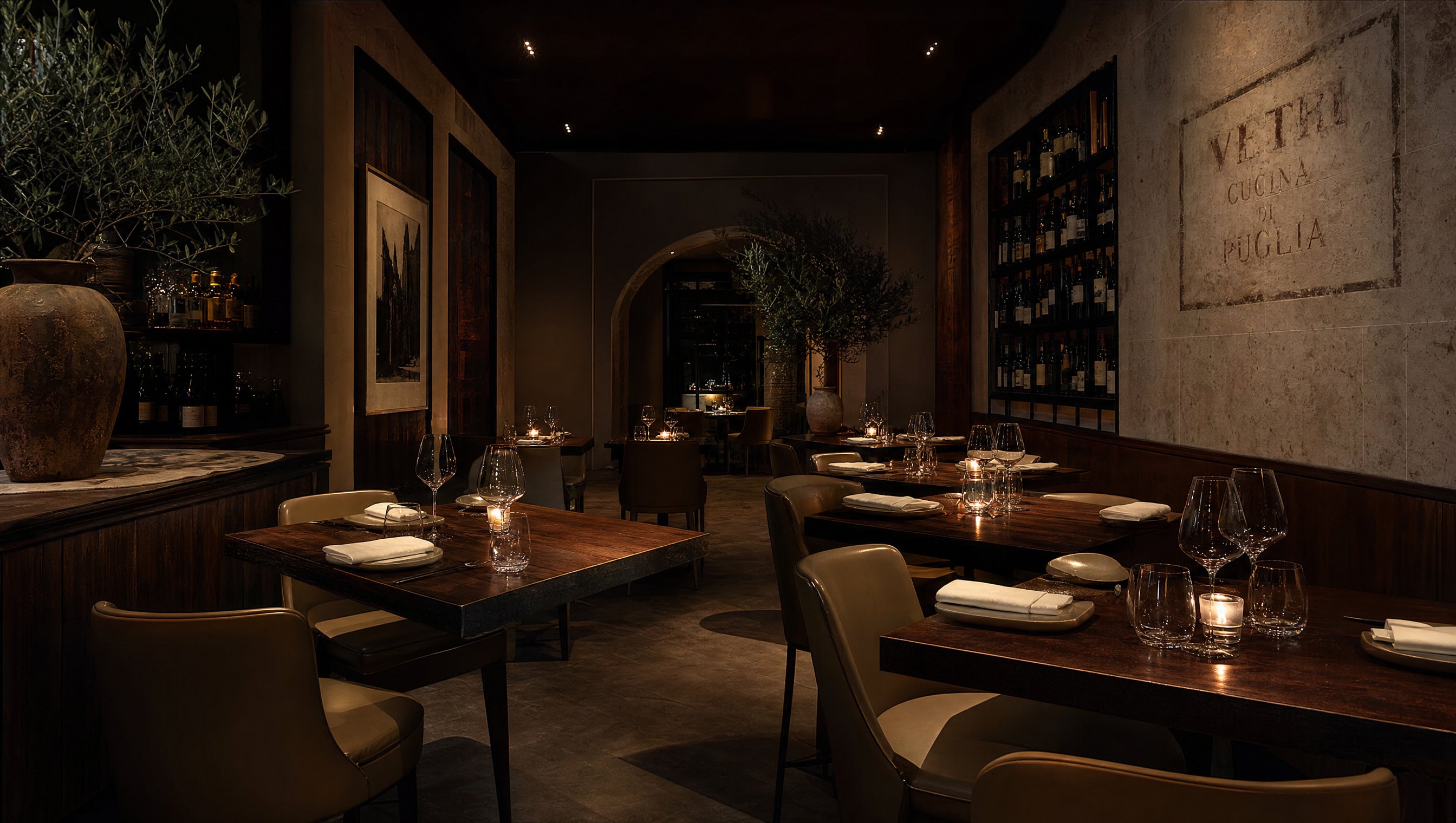 Candlelit dining room at Osteria Velluto