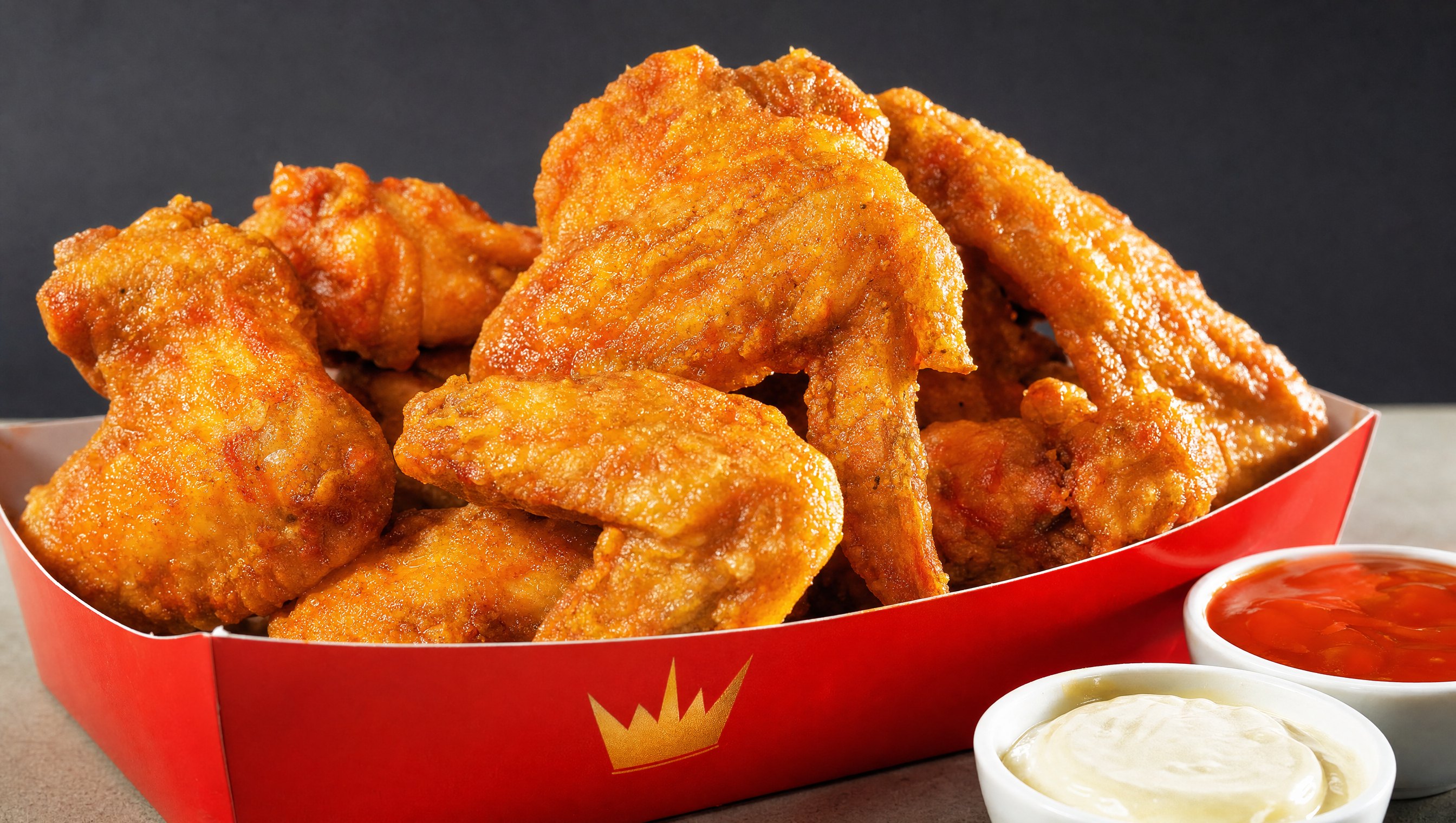 Crispy wings with dips